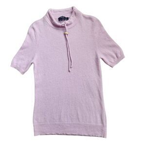 Theory Drawstring Mock Neck Sweater Tee Womens Medium 100% Cashmere $265 Retail